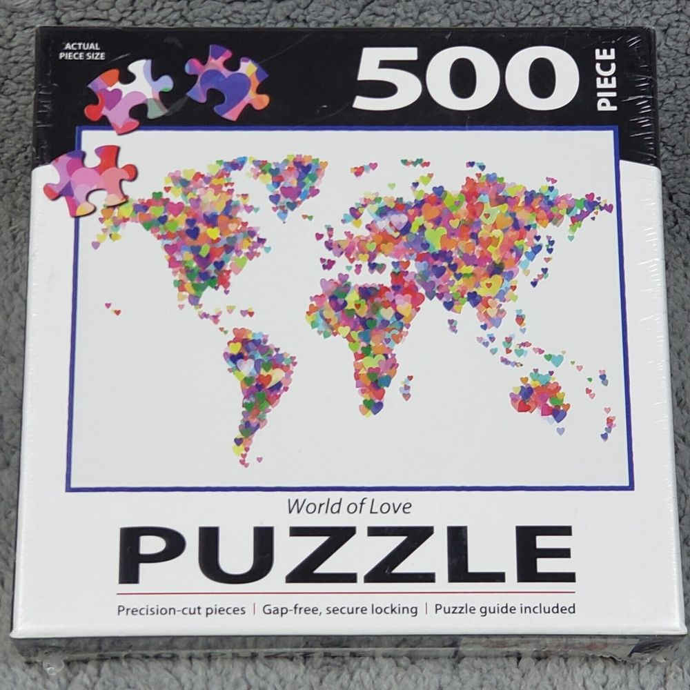 Jigsaw Puzzle World of Love 500 Piece Multicolor Hearts  Puzzle 24" w x 18" h